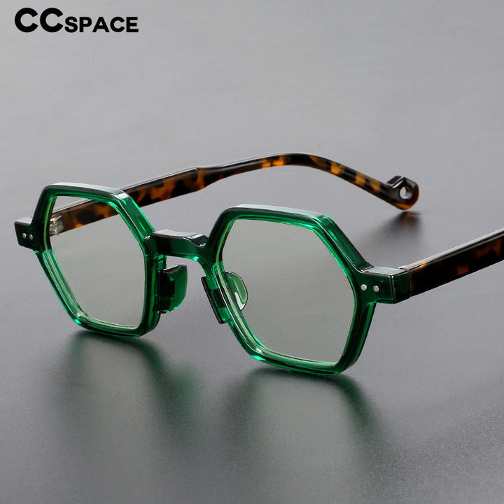 CCspace Unisex Full Rim Polygonal Tr 90 Acetate Eyeglasses 54565 Full Rim CCspace