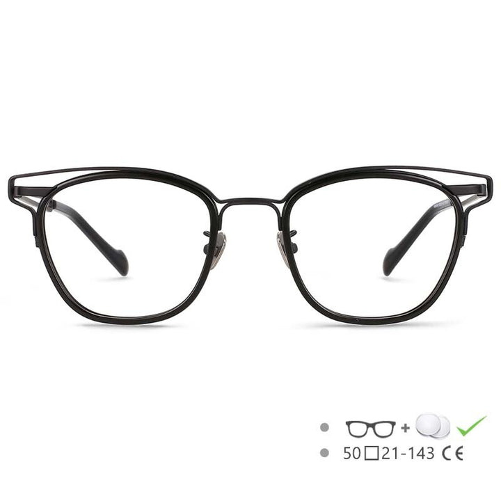 CCspace Unisex Full Rim Square Titanium Acetate Eyeglasses 55227 Full Rim CCspace Black China