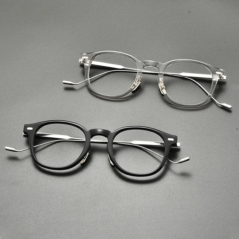 Gatenac Unisex Full Rim Square Round Titanium Acetate Eyeglasses Gxyj855 Full Rim Gatenac