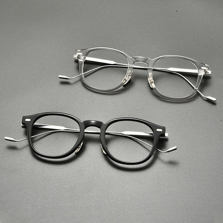 Gatenac Unisex Full Rim Square Round Titanium Acetate Eyeglasses Gxyj855 Full Rim Gatenac