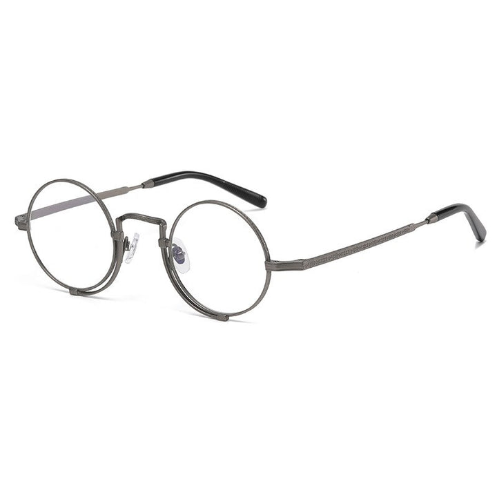 Gatenac Unisex Full Rim Round Titanium Eyeglasses Gxyj998 Full Rim Gatenac Gun