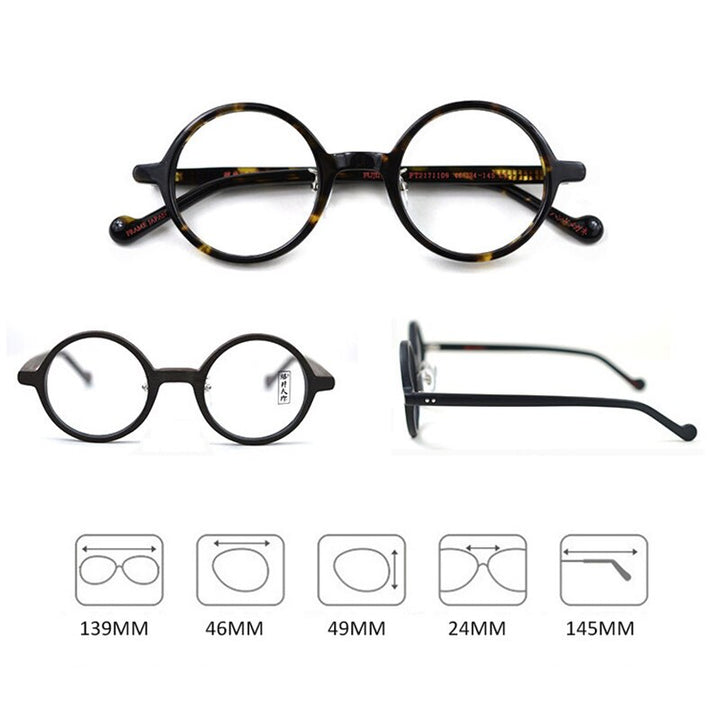 Hdcrafter Unisex Full Rim Round Acetate Eyeglasses Pt2171109 Full Rim Hdcrafter Eyeglasses