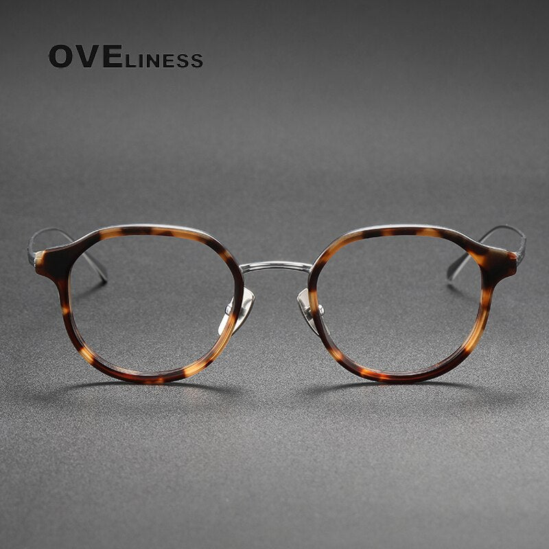 Oveliness Unisex Full Rim Round Acetate Titanium Eyeglasses Tango Full Rim Oveliness