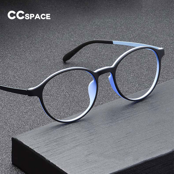 CCspace Unisex Full Rim Round Tr 90 Titanium Eyeglasses 55257 Full Rim CCspace