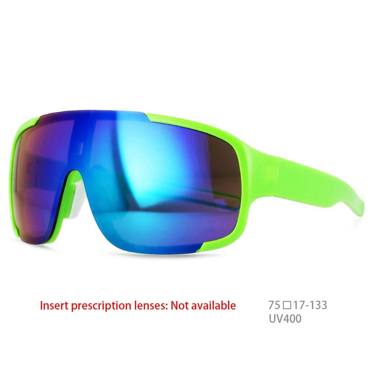 CCspace Unisex Full Rim Oversized Rectangle Goggle Resin Frame Sunglasses 54511 Sunglasses CCspace Sunglasses Green-blue 54511