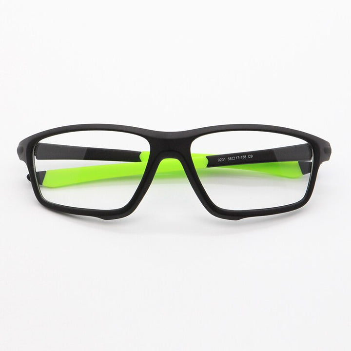 Bclear Unisex Full Rim Irregular Square Tr 90 Titanium Sport Eyeglasses 9231 Full Rim Bclear Black green
