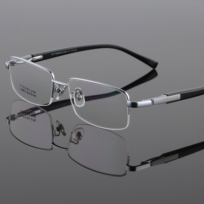 Zirosat Unisex Semi Rim Square Titanium Eyeglasses 9910 Semi Rim Zirosat Silver