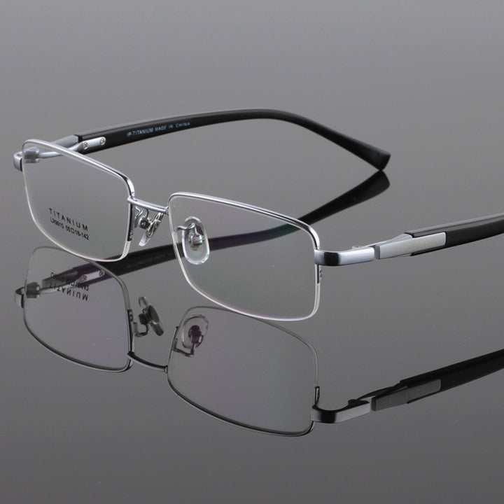 Zirosat Unisex Semi Rim Square Titanium Eyeglasses 9910 Semi Rim Zirosat Silver