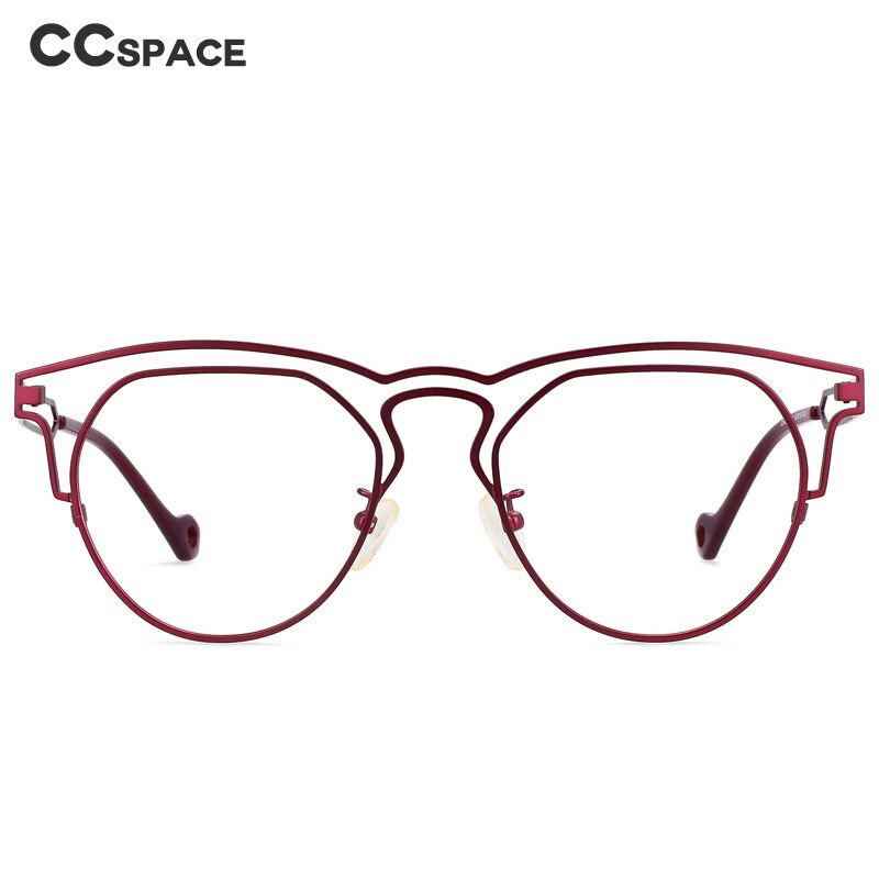 CCspace Unisex Full Rim Round Double Bridge Titanium Eyeglasses 55522 Full Rim CCspace