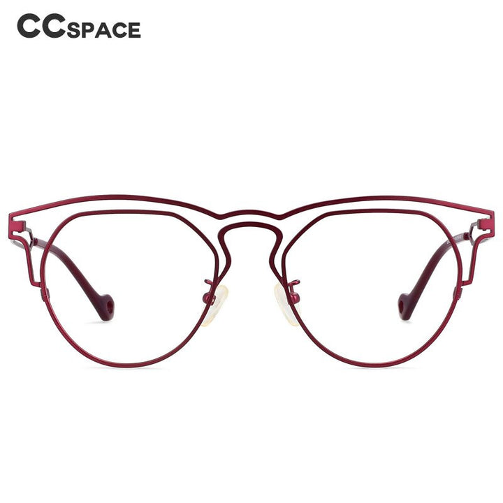 CCspace Unisex Full Rim Round Double Bridge Titanium Eyeglasses 55522 Full Rim CCspace