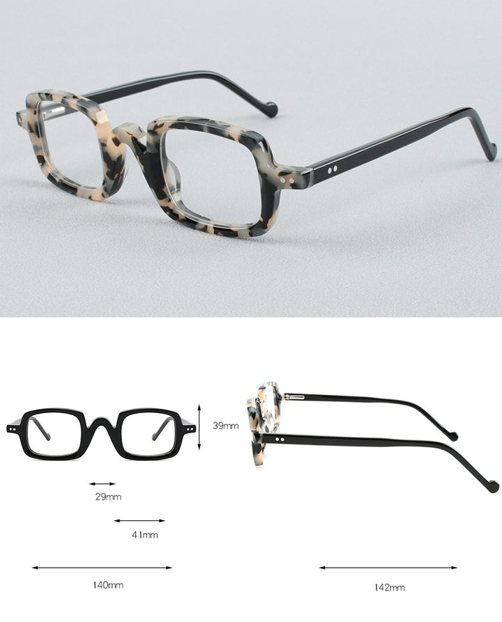 CCspace Unisex Full Rim Square Handcrafted Acetate Eyeglasses 55240 Full Rim CCspace