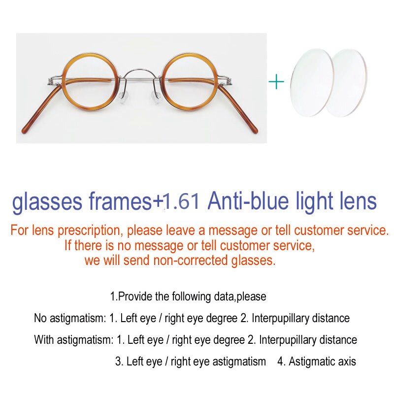 Yujo Unisex Full Rim Round Acetate Stainless Steel 32mm Eyeglasses Y060 Full Rim Yujo C3 China