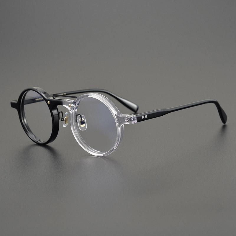 Gatenac Unisex Full Rim Round Acetate Double Bridge Frame Eyeglasses Gxyj808 Full Rim Gatenac