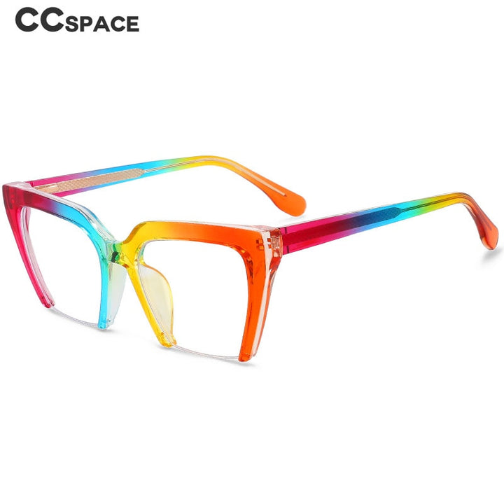 CCspace Women's Semi Rim Cat Eye Tr 90 Titanium Eyeglasses 55581 Semi Rim CCspace