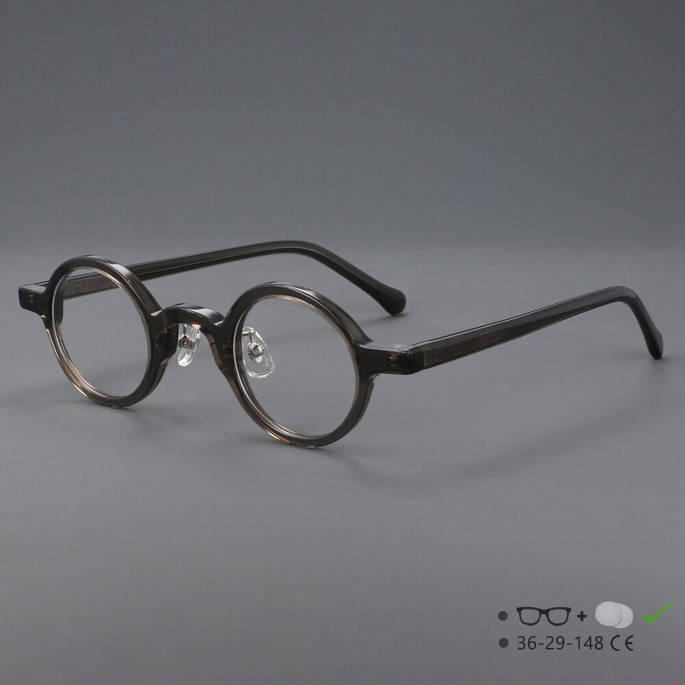 CCspace Unisex Full Rim Round Handcrafted Acetate Eyeglasses 55698 Full Rim CCspace GrayCircular China