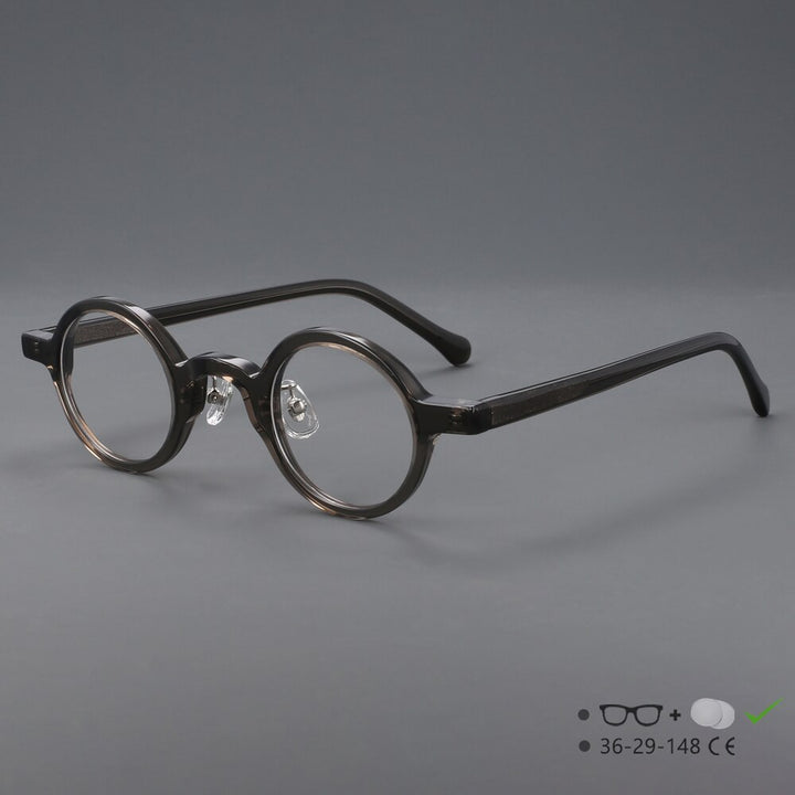 CCspace Unisex Full Rim Round Handcrafted Acetate Eyeglasses 55698 Full Rim CCspace GrayCircular China