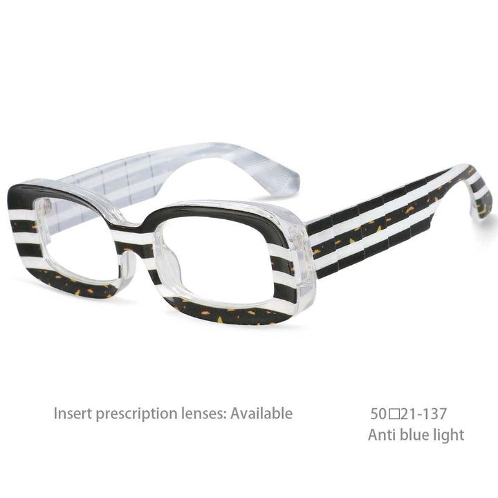 CCspace Unisex Full Rim Rectangle Resin Frame Punk Eyeglasses 54430 Full Rim CCspace China Dappled