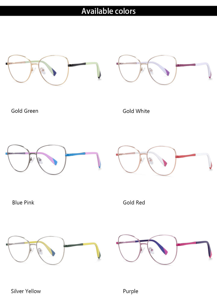 CCspace Unisex Full Rim Square Cat Eye Alloy Frame Eyeglasse 54262 Full Rim CCspace
