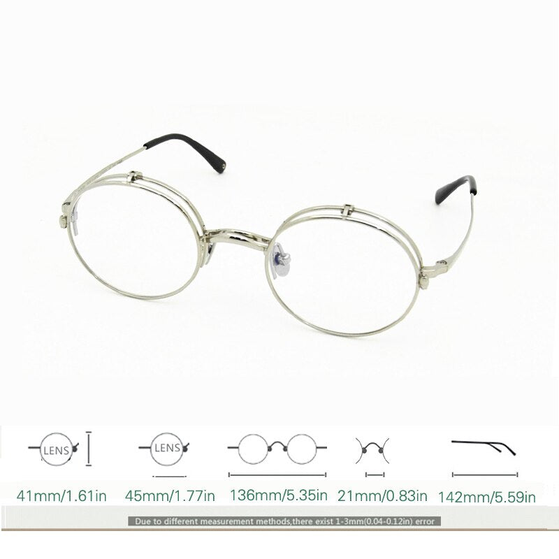 Yujo Unisex Full Rim Oval 45mm Titanium Flip Up Reading Glasses Reading Glasses Yujo