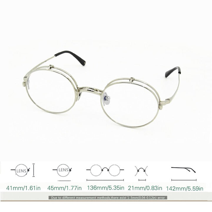 Yujo Unisex Full Rim Oval 45mm Titanium Flip Up Reading Glasses Reading Glasses Yujo