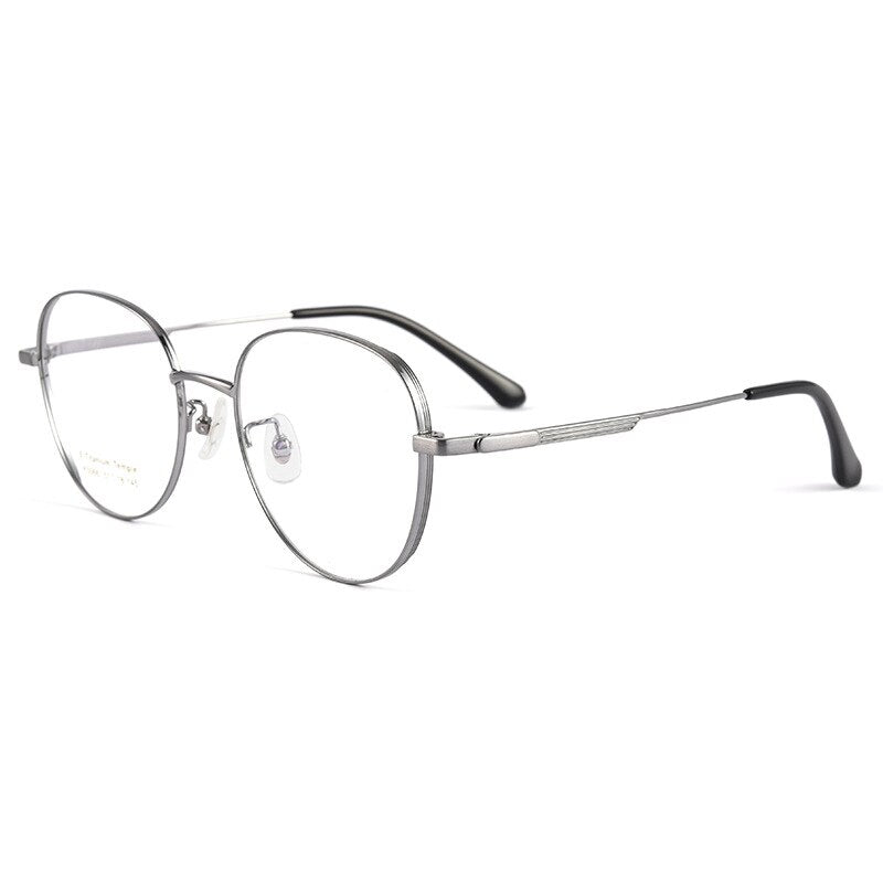 Handoer Men's Full Rim Round Square Titanium Eyeglasses K5066bsf Full Rim Handoer Gun  