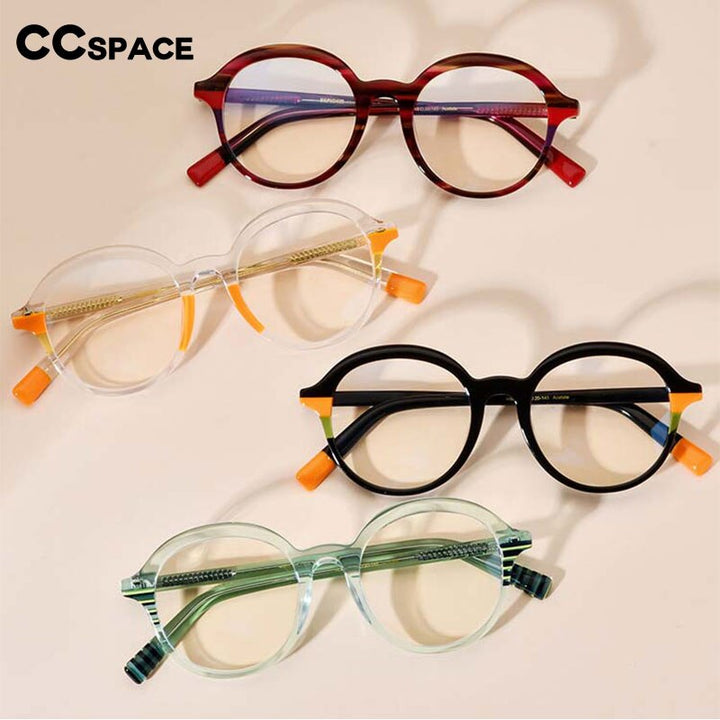 CCspace Unisex Full Rim Large Round Tr 90 Titanium Eyeglasses 53342 Full Rim CCspace