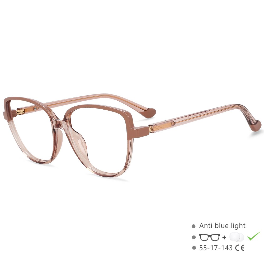 CCspace Unisex Full Rim Square Cat Eye Tr 90 Titanium Eyeglasses 55682 Full Rim CCspace China CoffeeTea
