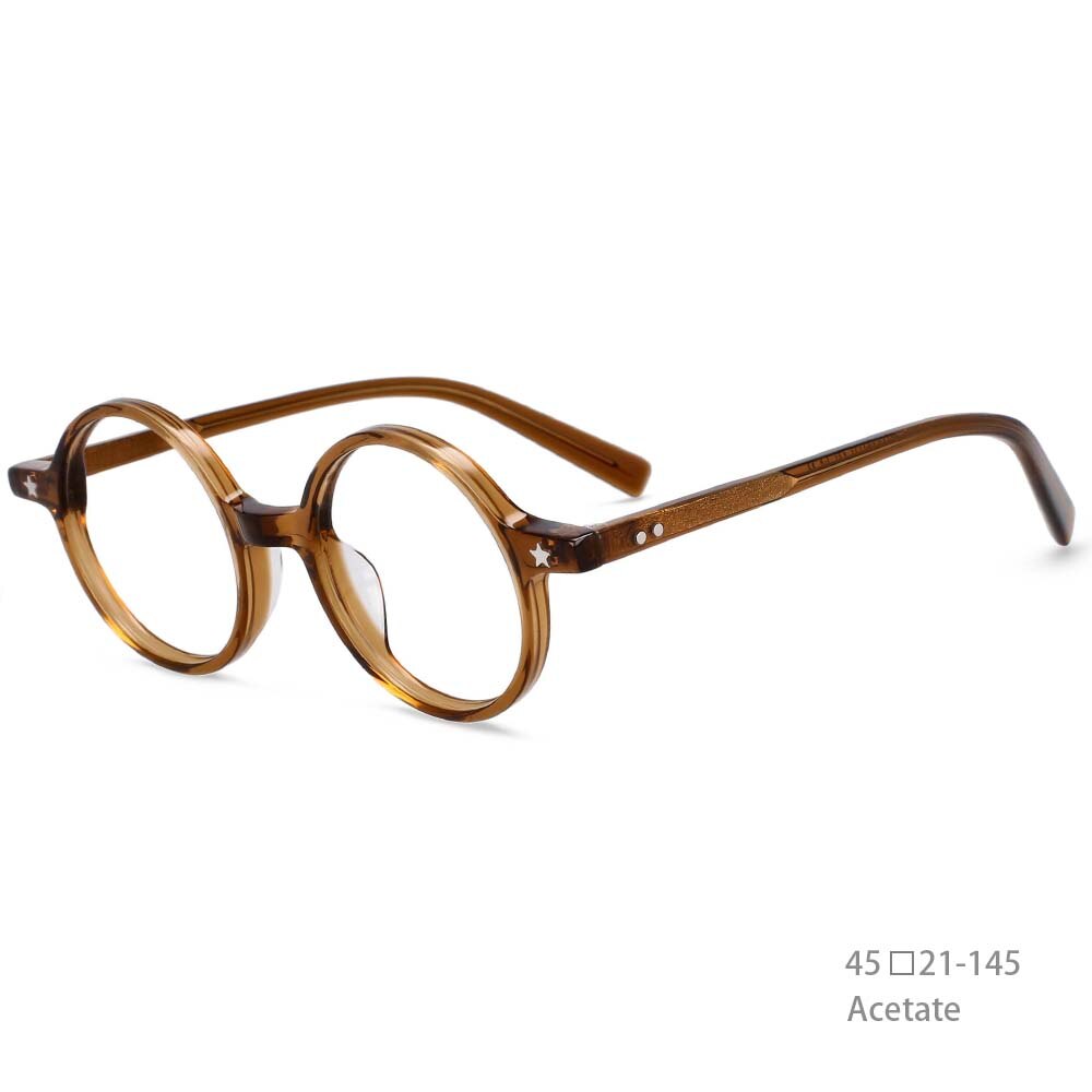 CCspace Unisex Full Rim Round Acetate Frame Eyeglasses 49424 Full Rim CCspace Tea China