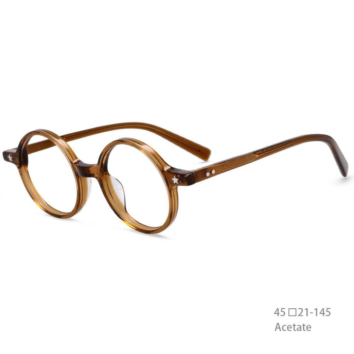 CCspace Unisex Full Rim Round Acetate Frame Eyeglasses 49424 Full Rim CCspace Tea China