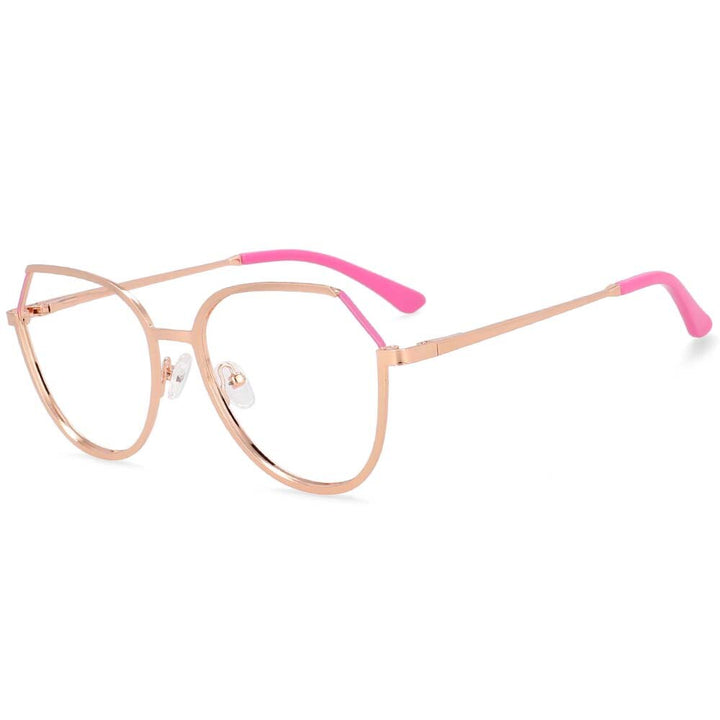 CCspace Unisex Full Rim Round Cat Eye Alloy Frame Eyeglasses 54178 Full Rim CCspace gold-pink China