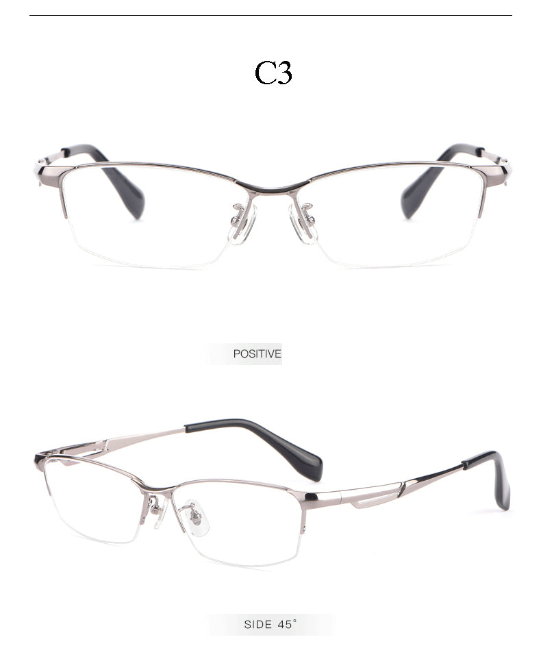 Hotochki Men's Semi Rim Rectangle Titanium Frame Eyeglasses E85759 Semi Rim Hotochki