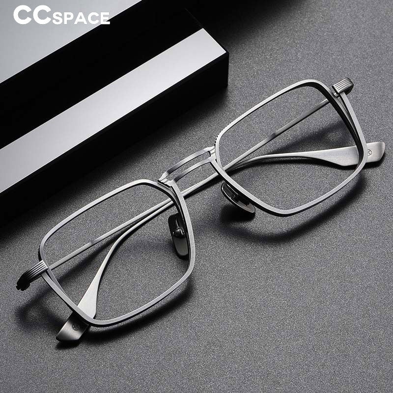 CCspace Unisex Full Rim Square Double Bridge Titanium Eyeglasses 53229 Full Rim CCspace