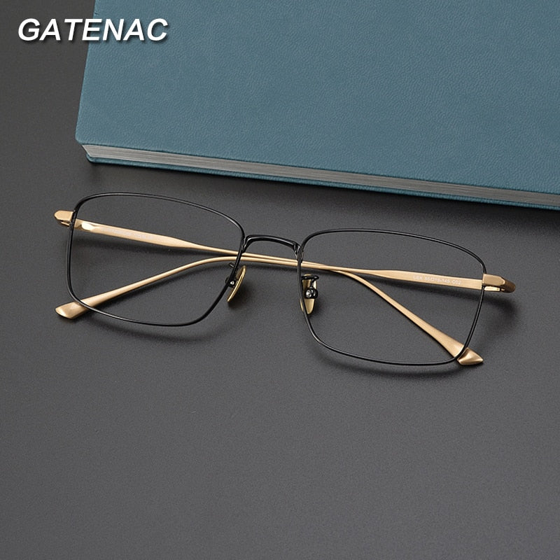 Gatenac Unisex Full Rim Square Titanium Eyeglasses Gxyj990 Full Rim Gatenac