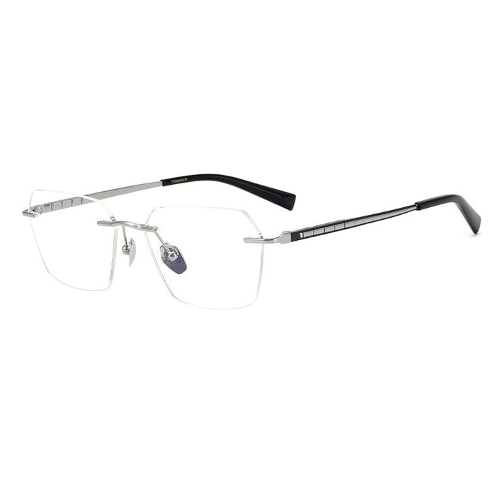Bclear Unisex Rimless Square Titanium Eyeglasses Mys91101 Rimless Bclear