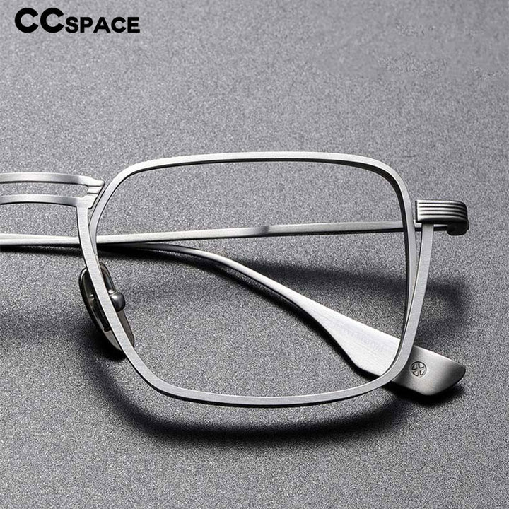 CCspace Unisex Full Rim Square Double Bridge Titanium Eyeglasses 53229 Full Rim CCspace