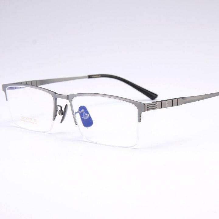 Bclear Men's Semi Rim Square Titanium Eyeglasses My91065 Semi Rim Bclear Gray