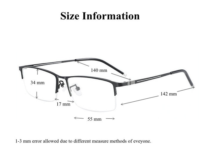 Chashma Ochki Men's Semi Rim Square Alloy Eyeglasses 9070 Semi Rim Chashma Ochki