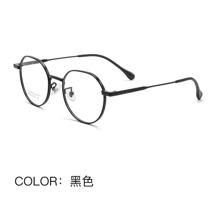 Yimaruili Unisex Full Rim Polygonal Titanium Eyeglasses Bt020t Full Rim Yimaruili Eyeglasses Black