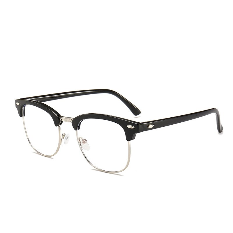 CCspace Unisex Full Rim Square Tr 90 Eyeglasses 54622 Full Rim CCspace China Black-silver
