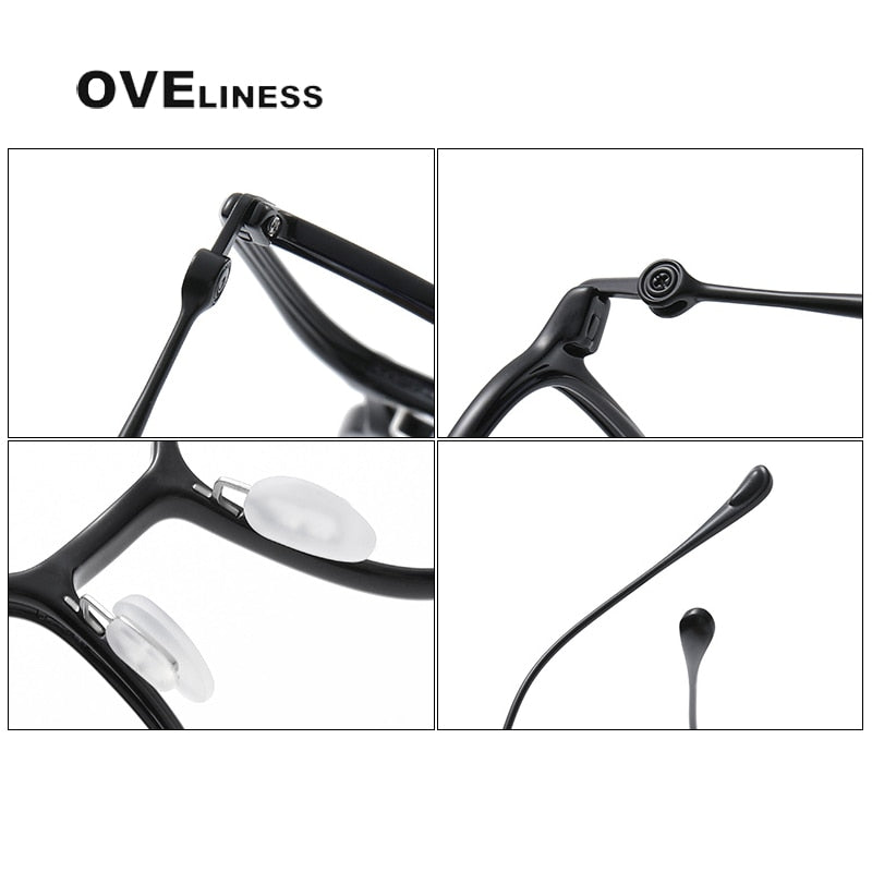 Oveliness Unisex Full Rim Square Acetate Titanium Eyeglasses 8644 Full Rim Oveliness