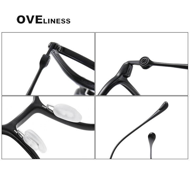 Oveliness Unisex Full Rim Square Acetate Titanium Eyeglasses 8644 Full Rim Oveliness