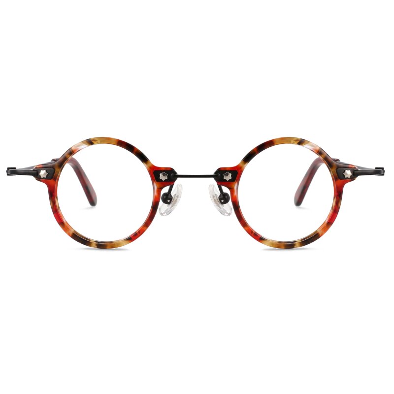 CCspace Unisex Full Rim Small Round Acetate Titanium Eyeglasses 55324 Full Rim CCspace C8Red China