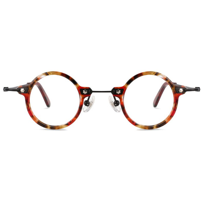 CCspace Unisex Full Rim Small Round Acetate Titanium Eyeglasses 55324 Full Rim CCspace C8Red China