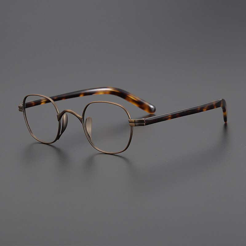 Gatenac Unisex Full Rim Small Square Acetate Titanium Eyeglasses Gxyj1014 Full Rim Gatenac Bronze