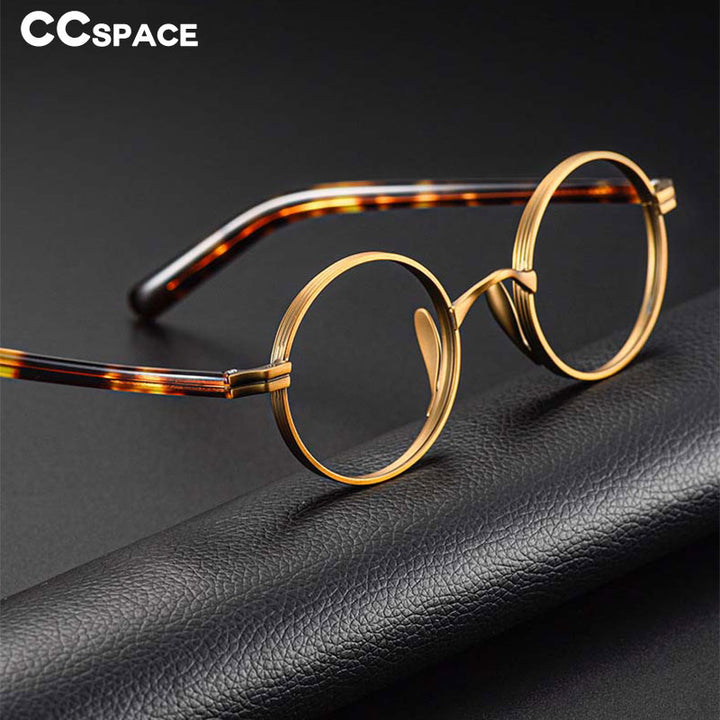 CCspace Unisex Full Rim Round Titanium Acetate Alloy Frame Eyeglasses 54604 Full Rim CCspace