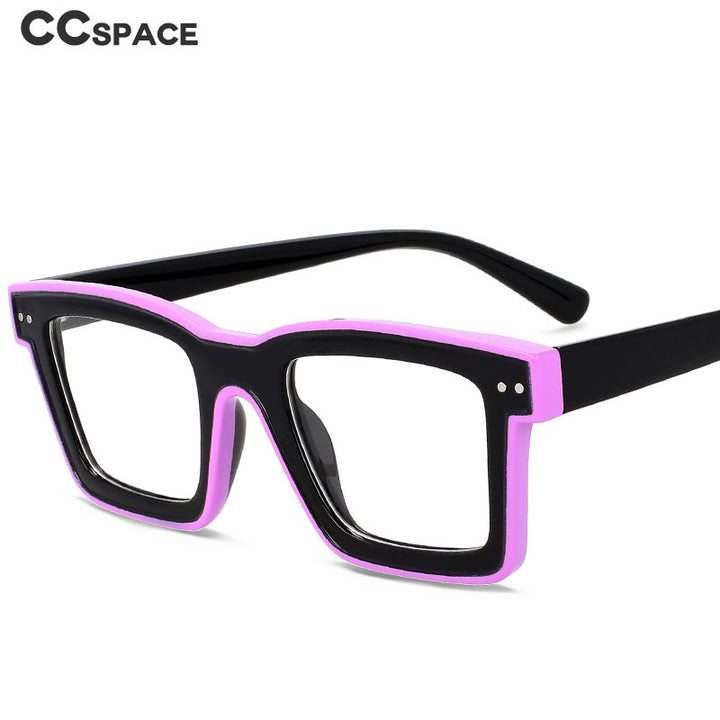 CCspace Unisex Full Rim Square Punk Acetate Eyeglasses 55599 Full Rim CCspace