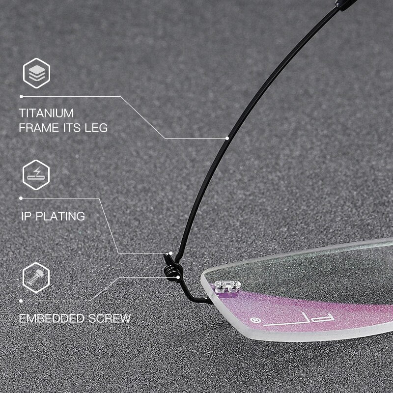 Reven Jate Unisex Rimless Rectangle Titanium Alloy Eyeglasses 8581 Rimless Reven Jate