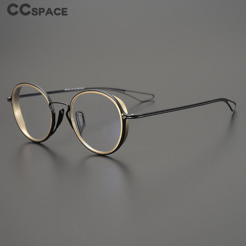 CCspace Unisex Full Rim Round Handcrafted Frame Eyeglasses 54619 Full Rim CCspace