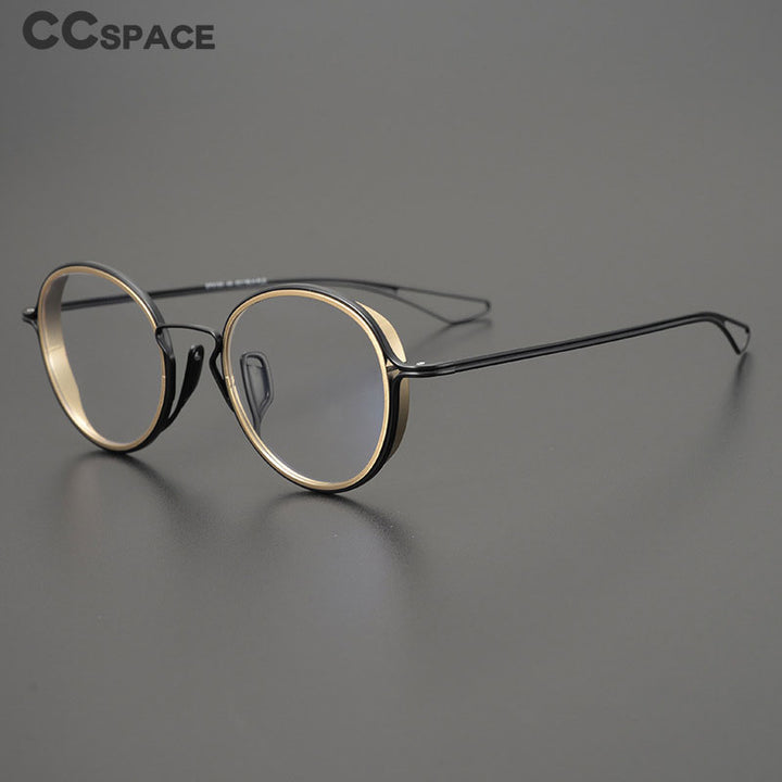 CCspace Unisex Full Rim Round Handcrafted Frame Eyeglasses 54619 Full Rim CCspace