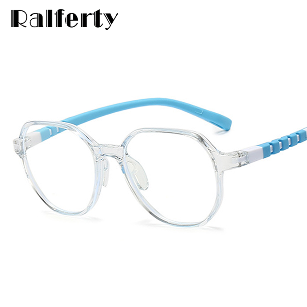 Ralferty Unisex Children's Full Rim Flat Top Round Tr 90 Acetate Silicone Eyeglasses M91032 Full Rim Ralferty
